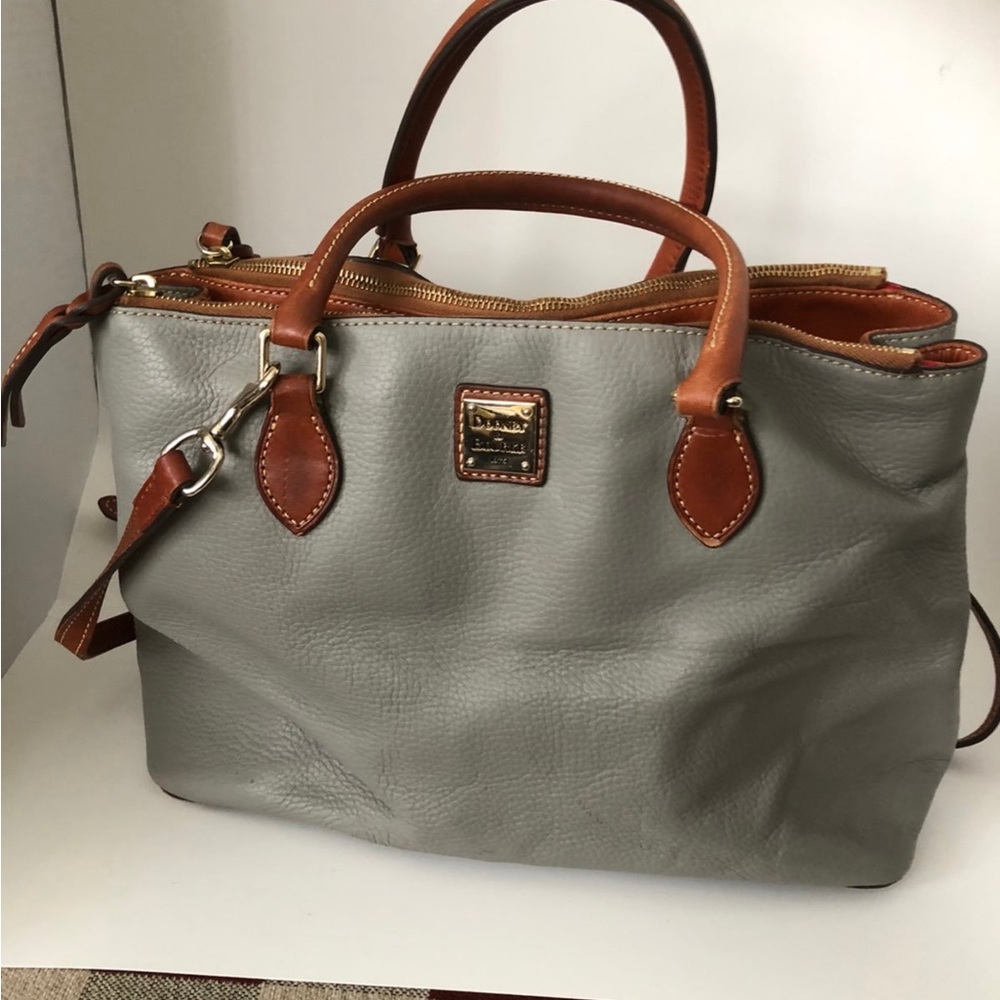 Dooney & Bourke Gray and Tan Leather Satchel